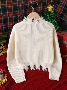 SHEIN Sweater Pullover Model Baru Serbaguna dengan Pita Lucu untuk Anak Perempuan - MultiWarna - View 2