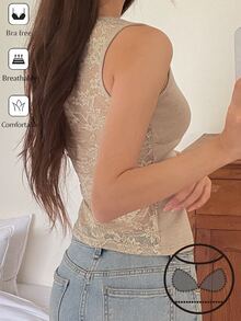 DAZY Women's Lace Sexy Versatile Daily Wear Top - Khaki - View 6