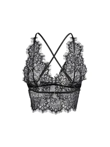 AltBold Black & Red Wire-Free French Lace Women's Backless Bra Set, 2pcs - Multicolor - View 4