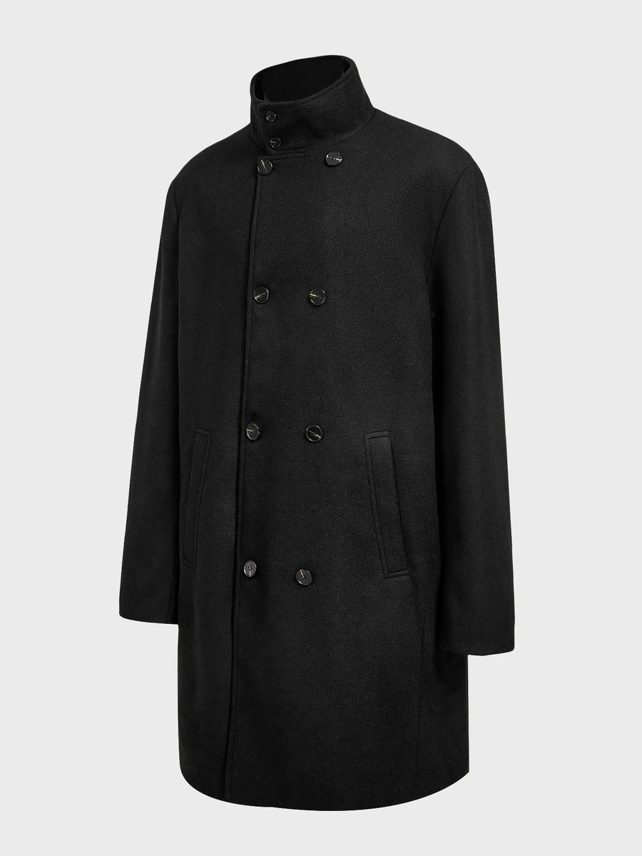 EASEVO Men Plus Size Solid Double Breasted Overcoat Halloween Winter Party Autumn - Black - View 1