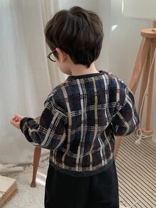 DAZY Infant Boy Plaid Casual Long Sleeve Autumn/Winter Sweater - Brown - View 2