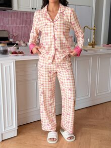 SweetSlumber Plaid Bow Bubble Puff Women's Pajama Set - Yellow - View 4