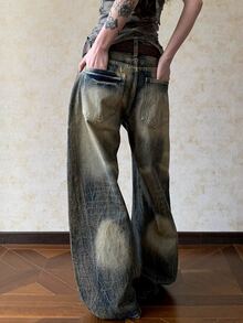 Dazy Tall Women's Distressed Washed Loose Straight Leg Jeans - Medium Wash - View 2