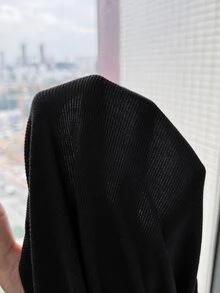 Tween女孩蕾絲方領簡約百搭舒適時尚上衣，適合日常穿著、派對、外出，秋冬款 - 黑色 - 查看 10