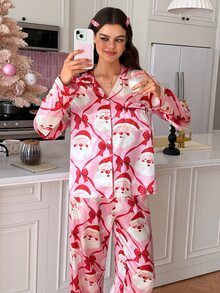 SweetSlumber PJS8 Women's Satin Digital Print Pajama Set - Multicolor - View 1