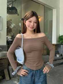 DAZY 女款方領修身性感風T恤 - 粉色 - 查看 6