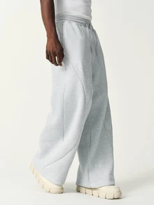 STYNVO Men's Minimalist Drawstring Waist Pocket Loose Sweatpants - Grey - View 3