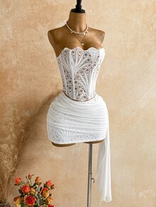 Soleia Spicy OutfitStrapless Set, Stylish And Versatile For Evening Events - White - View 7