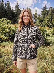 Dayvera Women's Autumn/Winter Small Stand Collar Leopard Print Pocket Padded Coat Long Sleeve Casual - Multicolor - View 1