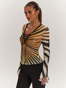 SHEIN BAE Women's Colorblock Casual Daily Long Sleeve Top - Multicolor - View 5