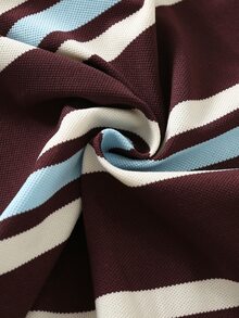 SHEIN 中性新生兒嬰兒男孩/女孩、幼兒秋冬保暖內裡加厚可愛對比色拼接條紋連身衣，嬰兒冬季連身衣，聖誕節 - 棕色 - 查看 6