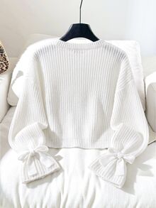 SHEIN Tween Girl Tween Girl White Autumn Casual School - White - View 2