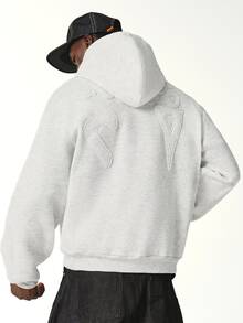 STYNVO Men's Patchwork Embroidered Pocket Long Sleeve Hoodie - White - View 4