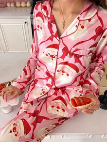 SweetSlumber PJS8 Women's Satin Digital Print Pajama Set - Multicolor - View 4