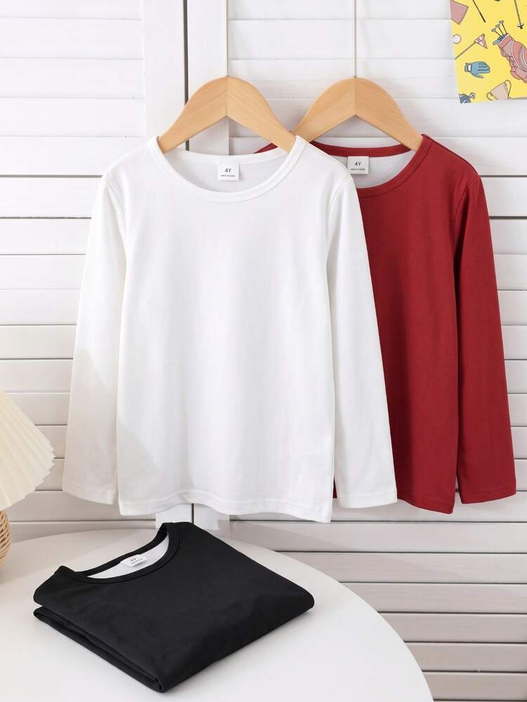 SHEIN 3PCS Young Boys T-Shirts Young Boy Birthday Boy,First Day Of School,Mummy And Me - Multicolor - View 5