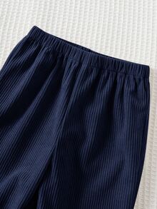 SHEIN 中性嬰兒男孩/女孩、幼兒 2件組秋冬保暖內裡加厚休閒可愛 Polo 領運動衫套裝，嬰兒冬季衣物，聖誕節 - 藏蓝色 - 查看 6
