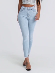 Flexra Women's High Waist Pocket Slim Fit Casual Versatile Denim Jeans - Light Wash - View 3