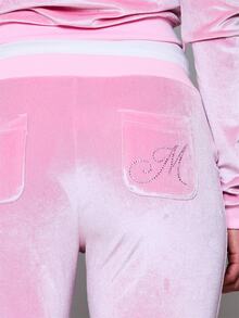 MUSERA Velour Elasticated Drawstring Waist Low Rise Coord Jogger Bottoms Autumn Fall Winter Daily Back To School Pink Pony - Pink - View 5