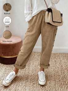 Holdful Holdful Women's Autumn/Winter New Casual Button-Down Pants - Khaki - View 1