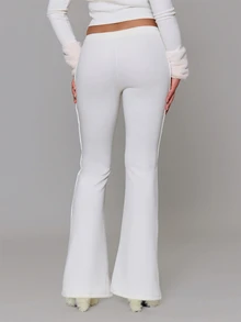 MUSERA Drawstring Elasticated Waist Logo Fitted Flare Coord Jogger Sweatpant Autumn Fall Winter Daily Back To School Pink Pony - White - View 4