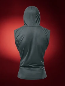 SUPERMAN X SHEIN Gym Rark Men's Letter Print Drawstring Hooded Sports Tank Top - Grey - View 2