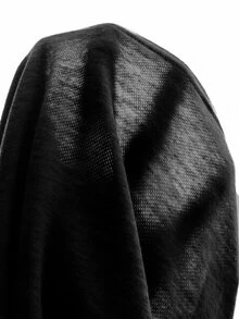 SHEIN 青少年女孩純色百褶不對稱領長袖套頭衛衣 秋季款 萬聖節/聖誕派對穿搭 - 黑色 - 查看 11