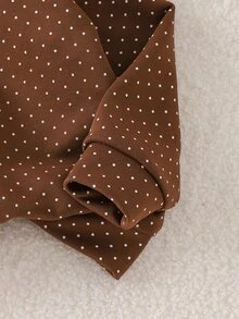 SHEIN Vintaside Kids 女童單件可愛波點長袖連帽拉鍊運動衫，休閒寬鬆輕便夾克，幼兒春秋日常穿著甜美時尚小女孩連帽上衣 - 棕色 - 查看 7