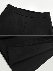 SHEIN Raffinéa Women's Elegant Daily 2 Pieces Set Blazer & Straight Leg Trousers Outfit, Contrast Color Collar Slimming Fashion Suit Fall Winter Office Commuter - Black - View 8