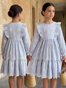 SHEIN Tween Girl Tween Girls Dresses Spring And Summer Korean Edition Fashion Short Sleeved Forest Style Western Style Top Paired Simple To Maintain Comfort - Multicolor - View 4