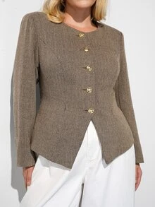 Maija Plus Size Women Solid Color Casual Daily Blazer - Multicolor - View 1