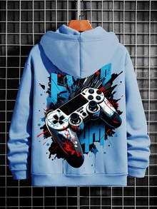 Tween Boy Sweatshirt, Cool Graffiti Colorful Game Console Pattern, Comfortable Casual Campus Sports Style, Suitable For Spring & Autumn Outdoor Activities, Tween BoysSweatshirt - Multicolor - View 2