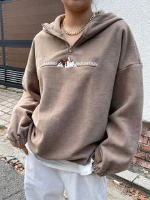 Dazy Plus Thickened Fleece Hooded Streetwear Casual Pullover Sweatshirt, New Autumn/Winter Style - Khaki - View 1
