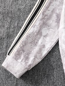 SHEIN 兒童青少年男孩拼色織帶圓領長袖秋季夾克與鬆緊腰長褲2件套 - 彩色 - 查看 4