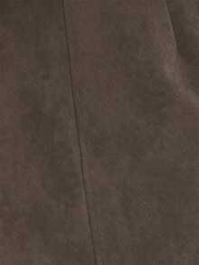 MUSEYN Grey PU Woven Detail Maxi Skirt Jacket Versatile Everyday Casual Fall - Olive Green - View 6