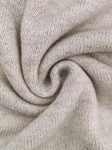 LUMIGAL Gentle Style Round Neck Frill Trim Flared Long Sleeve Multi-Layer Cake Hem Drop Shoulder Pullover Women's Knit Top - Khaki - View 5