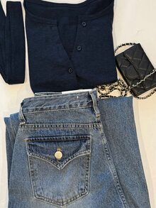 Dazy Plus Distressed Washed Faded Pocket Loose Straight Leg Casual Streetwear Spring Autumn Long Jeans - Medium Wash - View 5