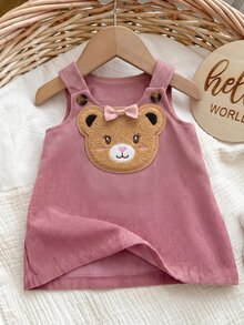 SHEIN 新生兒卡通熊可愛吊帶裙 - 粉色 - 查看 5
