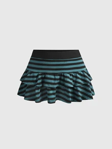 ROMWE Grunge Punk Y2K Millennium Sexy Camouflage All-Over Print Tube Top & Ultra Short Mini Skirt 2pcs Set - Green - View 6