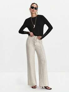 SHEIN Tall Crew Neck Slim Fit Versatile Button Detail Long Sleeve Knit Pullover Sweater - Black - View 3
