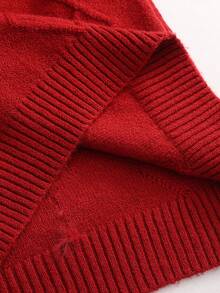 SHEIN Women's Sexy Plush Scarf And Long Sleeve Sweater Set - Red - View 6