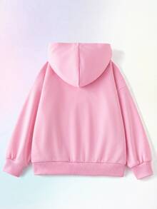 THE POWERPUFF GIRLS X SHEIN 青少年女孩卡通印花長袖休閒衛衣 - 粉色 - 查看 4