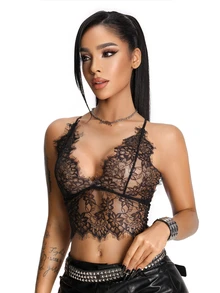 AltBold Black & Red Wire-Free French Lace Women's Backless Bra Set, 2pcs - Multicolor - View 13