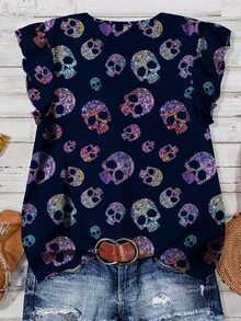 EMERY ROSE Casual Minimalist Plus Size Shirt Suitable For Summer Fall - Navy Blue - View 2