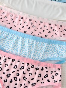 Girl Pink Leopard Print Combination Panties 7pcs Set - Multicolor - View 4