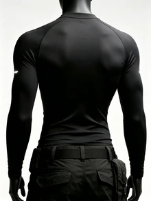 Gym Rark Men's Long Sleeve High Neck Sports T-Shirt - Black - View 2