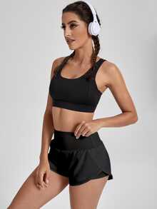 SHEIN Velisys 女款純色百褶休閒日常旅行運動短褲 3件/包 - 彩色 - 查看 4