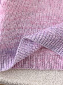 SHEIN Sweater Rajut Gradien Ombre untuk Anak Perempuan, Atasan Rajut Pullover Leher Bulat, Blus Serbaguna dari Benang Lembut untuk Anak Perempuan - MultiWarna - View 5