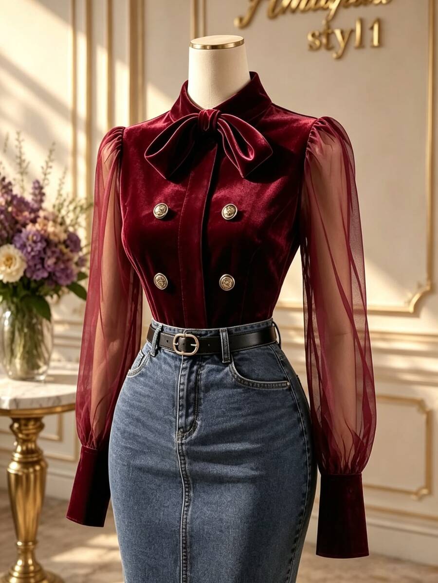 GlowEve Fall Clothes FOR WomenWomen Blouses & Shirts - Burgundy - View 1