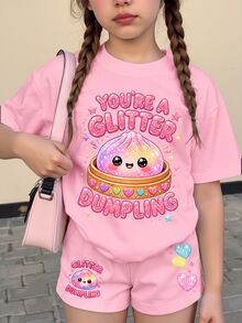 青少年女孩休閒簡約短袖圓領T恤，適合夏季 - 彩色 - 查看 2