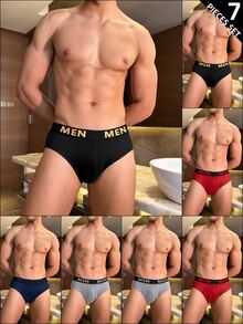 Wedaily 男士字母腰帶休閒三角內褲（7件組） - 彩色 - 查看 1